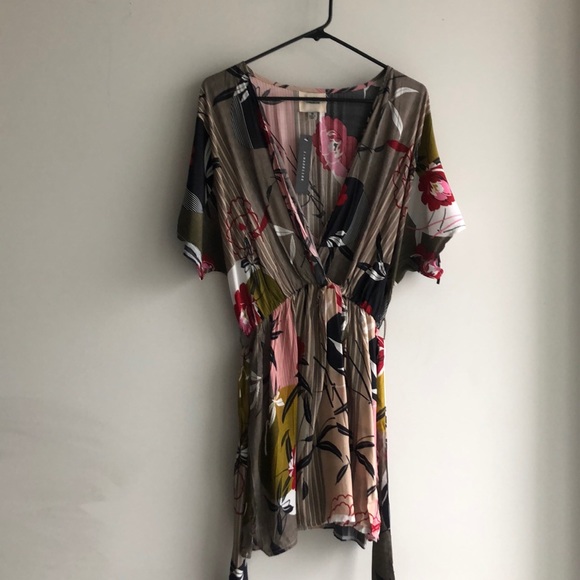 NWT I.Madeline Floral Stripped Wrap Dress - Picture 3 of 7